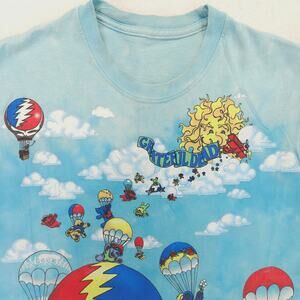 Grateful Dead Band Crew Neck Short Sleeve Graphic T Shirt Mens Size M Blue